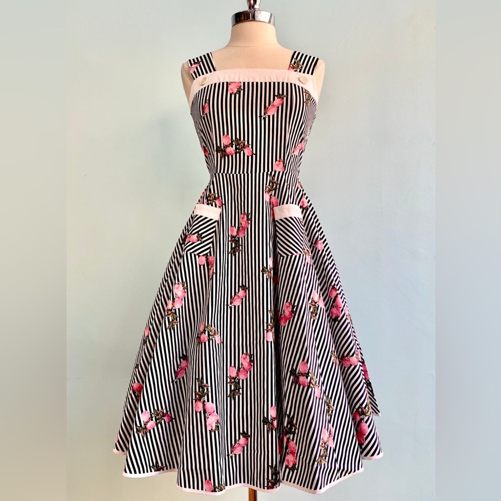Orchid Bloom ModCloth Pink Lemons and Navy Stripes Dress
